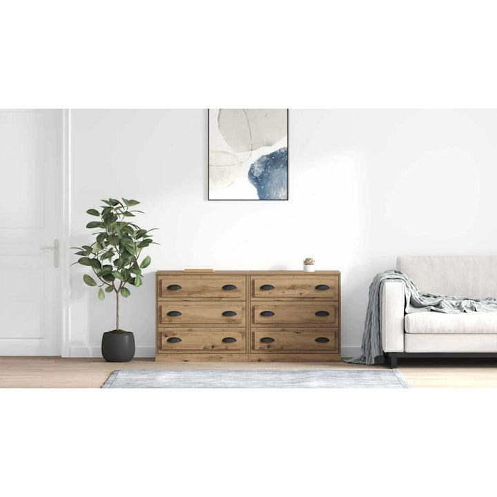 Sideboards med skuffe 2 pcs Artisan Egetræ 70 x 35,5 x 67,5 cm