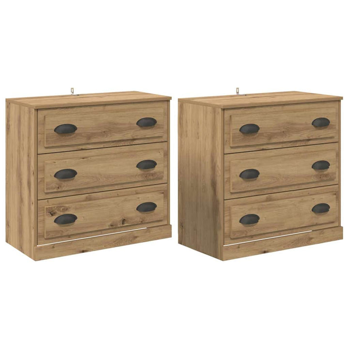 Sideboards med skuffe 2 pcs Artisan Egetræ 70 x 35,5 x 67,5 cm