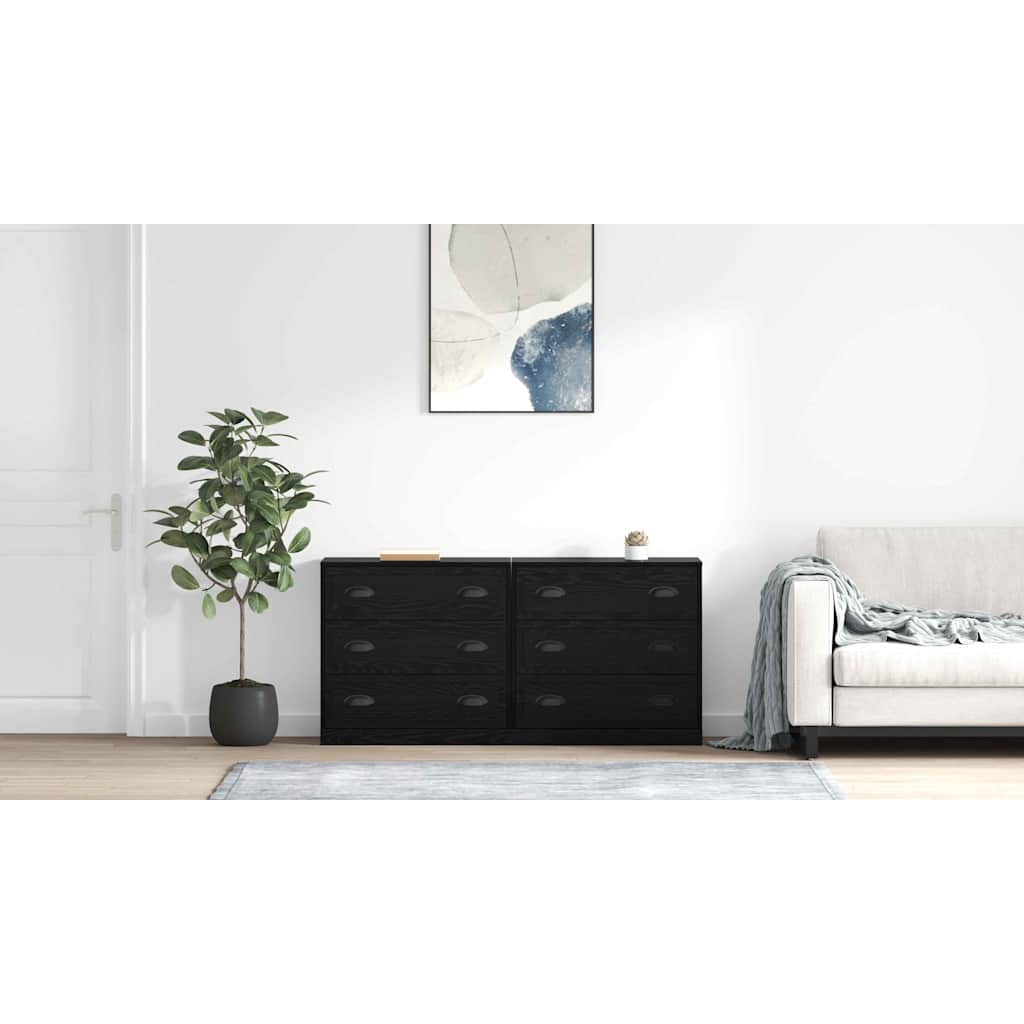 Sideboards 2 pcs Sort eg 70 x 35,5 x 67,5 cm Konstrueret træ