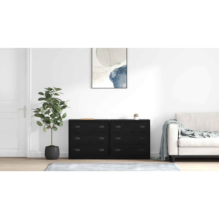 Sideboards 2 pcs Sort eg 70 x 35,5 x 67,5 cm Konstrueret træ