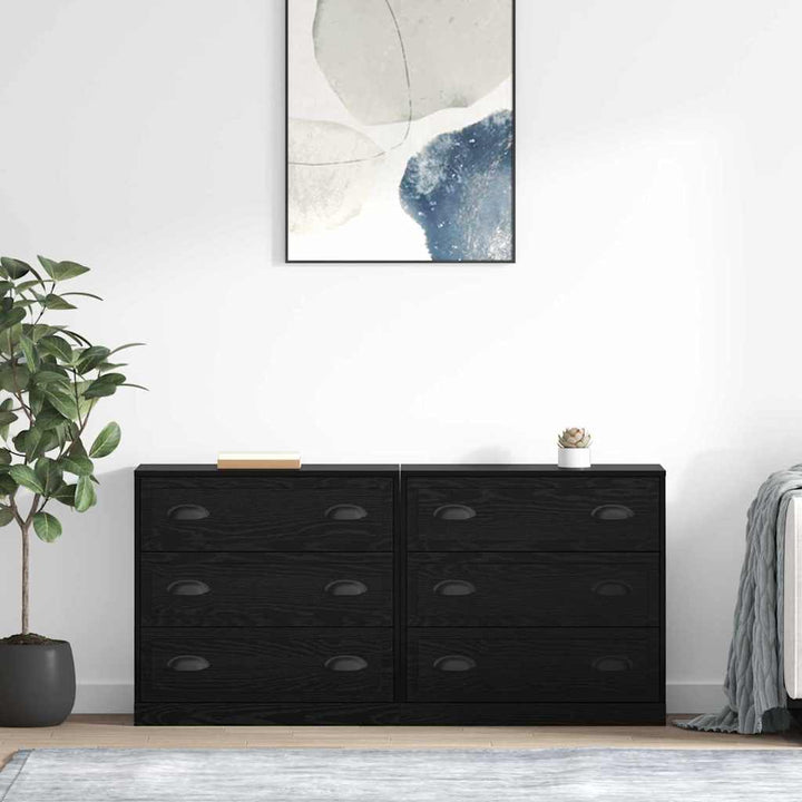 Sideboards 2 stk. Sort eg 70 x 35,5 x 67,5 cm Konstrueret træ