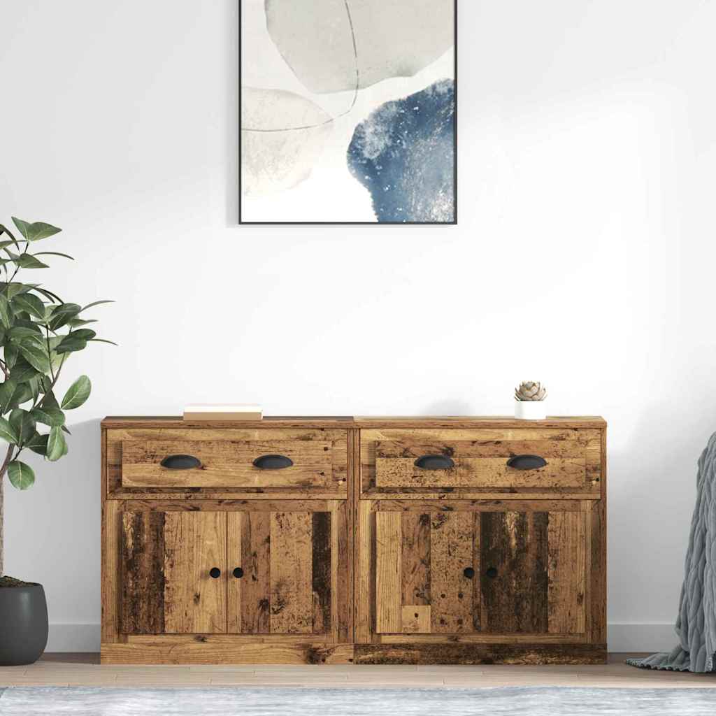 Sideboards med skuffe 2 pcs Gammelt træ 70 x 35,5 x 67,5 cm