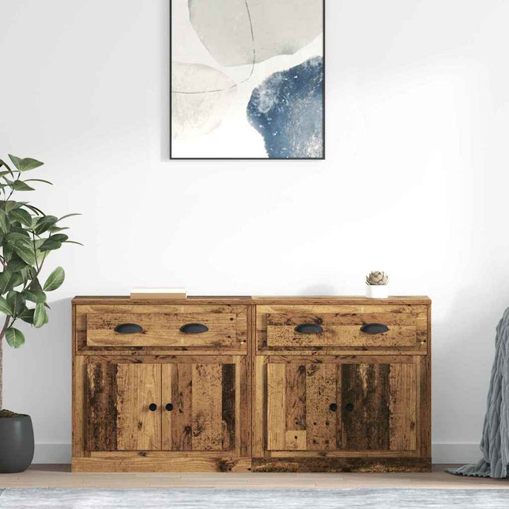 Sideboards med skuffe 2 pcs Gammelt træ 70 x 35,5 x 67,5 cm