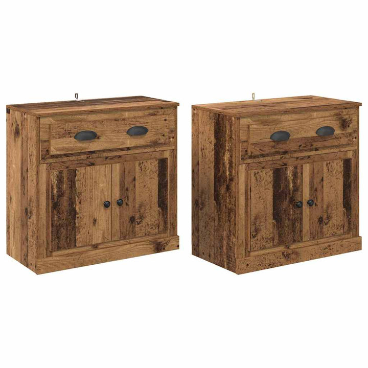 Sideboards med skuffe 2 pcs Gammelt træ 70 x 35,5 x 67,5 cm