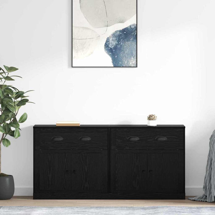 Sideboards 2 pcs Sort eg 70 x 35,5 x 67,5 cm Konstrueret træ