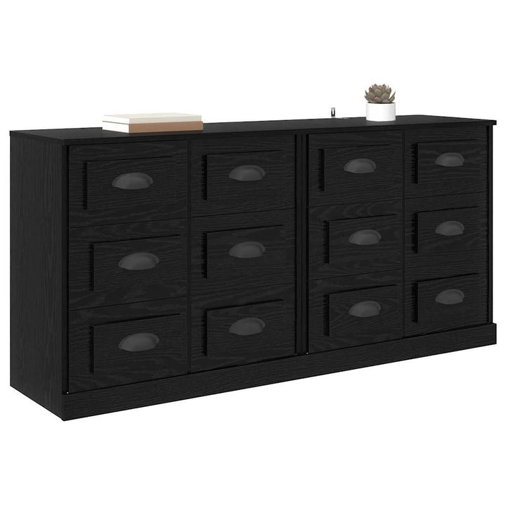 Sideboards 2 stk. Sort eg 70 x 35,5 x 67,5 cm Konstrueret træ