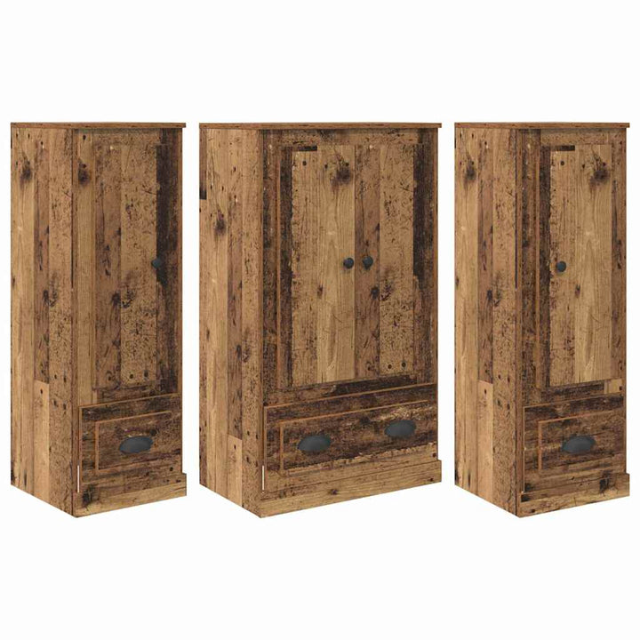 Highboard med skuffe 3 pcs Gammelt træ Konstrueret træ