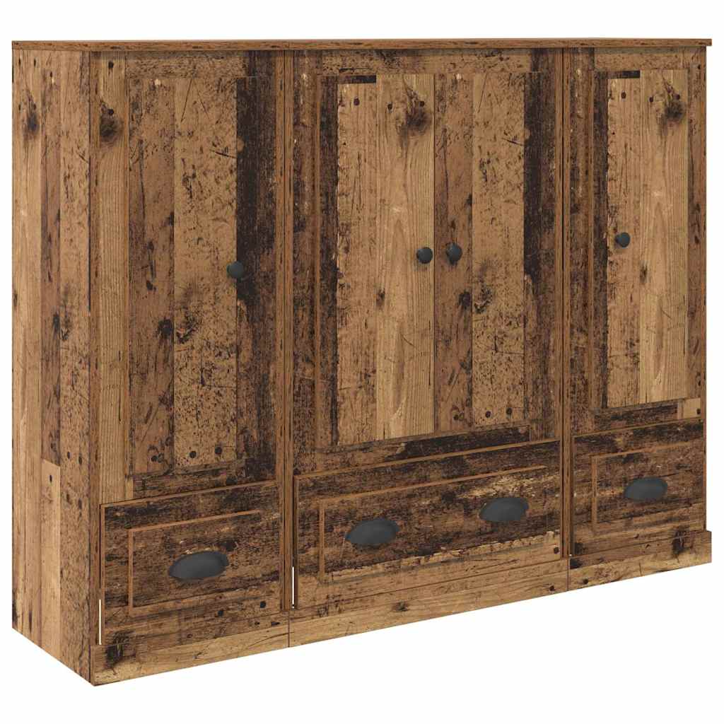 Highboard med skuffe 3 pcs Gammelt træ Konstrueret træ