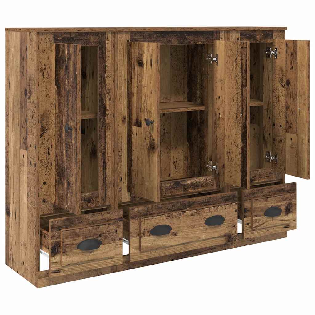 Highboard med skuffe 3 pcs Gammelt træ Konstrueret træ