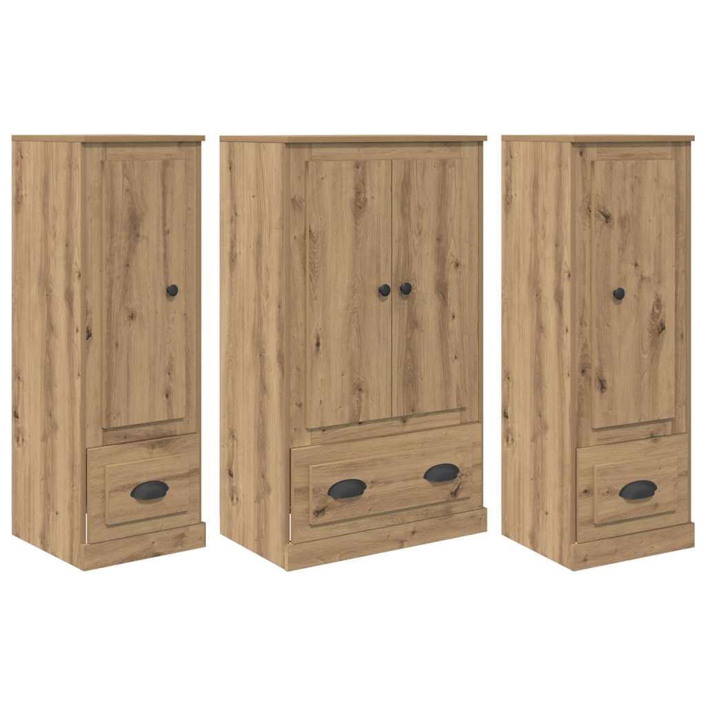 Highboard med skuffe 3 pcs Artisan Egetræ Konstrueret træ