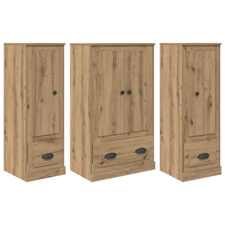 Highboard med skuffe 3 pcs Artisan Egetræ Konstrueret træ
