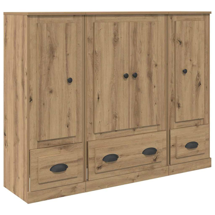 Highboard med skuffe 3 pcs Artisan Egetræ Konstrueret træ