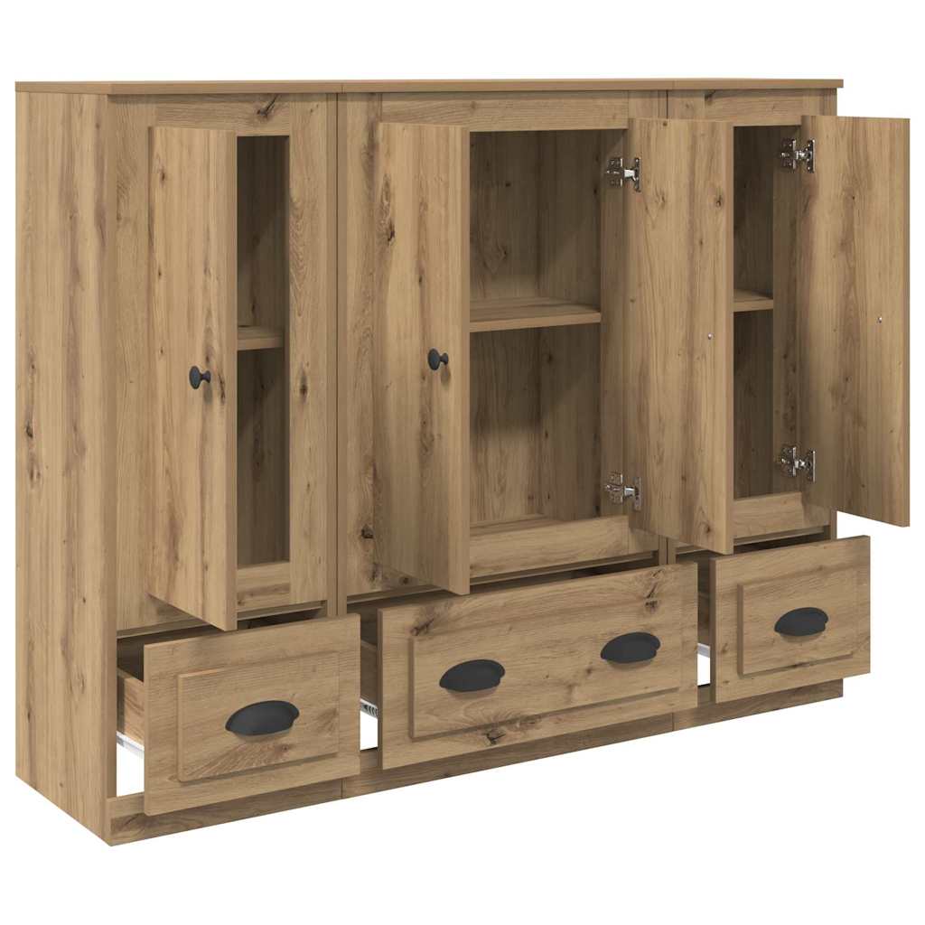 Highboard med skuffe 3 pcs Artisan Egetræ Konstrueret træ
