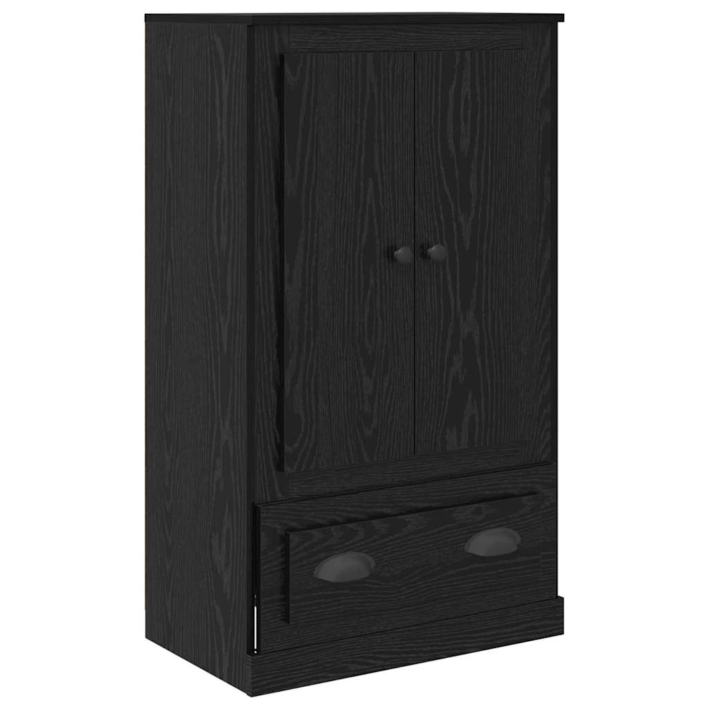 Highboard med skuffe 3 pcs Sort eg Konstrueret træ