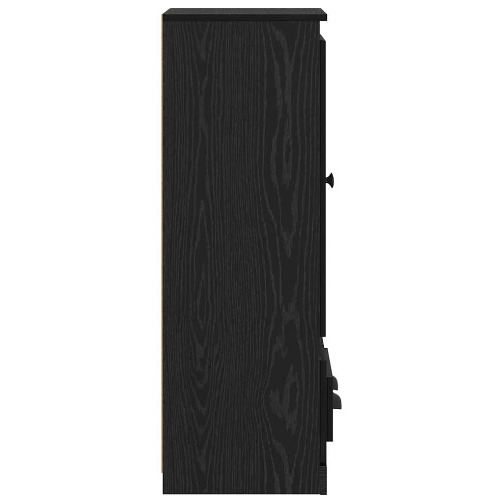 Highboard med skuffe 3 pcs Sort eg Konstrueret træ