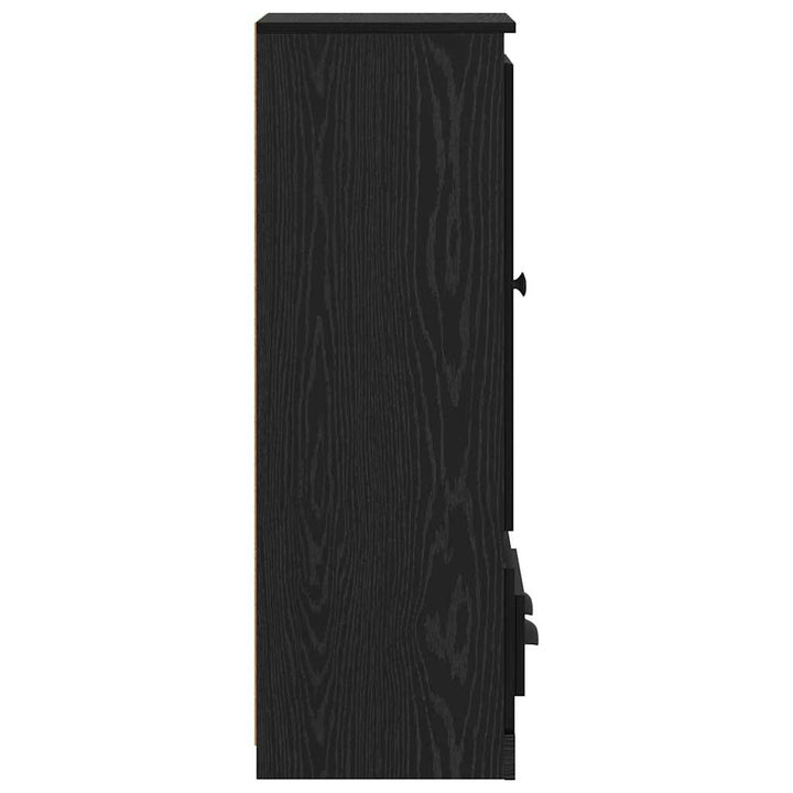 Highboard med skuffe 3 pcs Sort eg Konstrueret træ