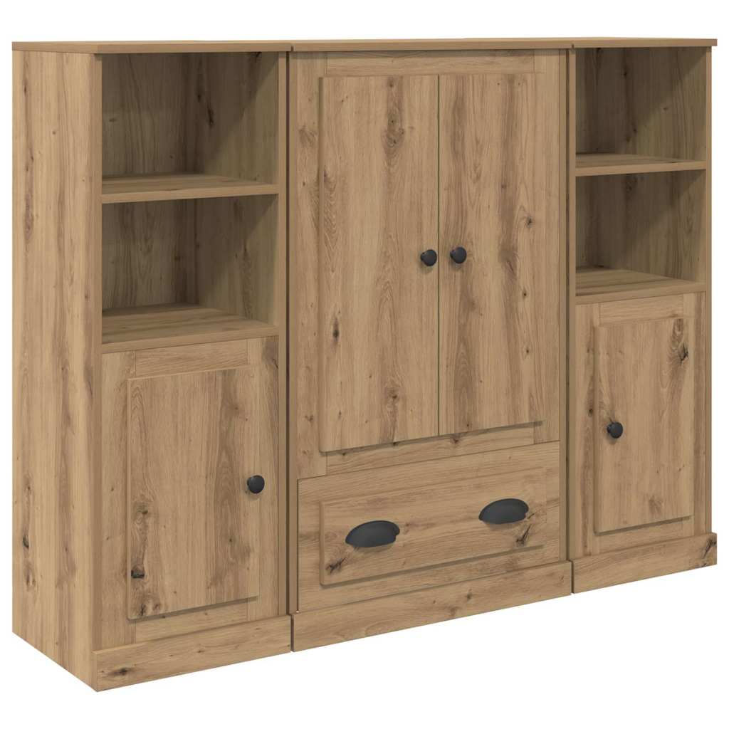 Highboard 3 pcs Artisan Egetræ 132 x 35,5 x 103,5 cm
