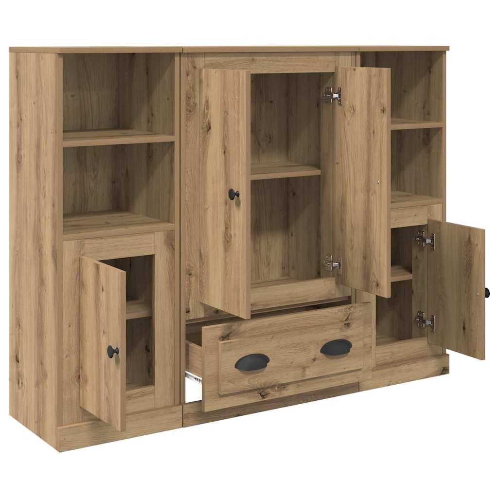 Highboard 3 pcs Artisan Egetræ 132 x 35,5 x 103,5 cm