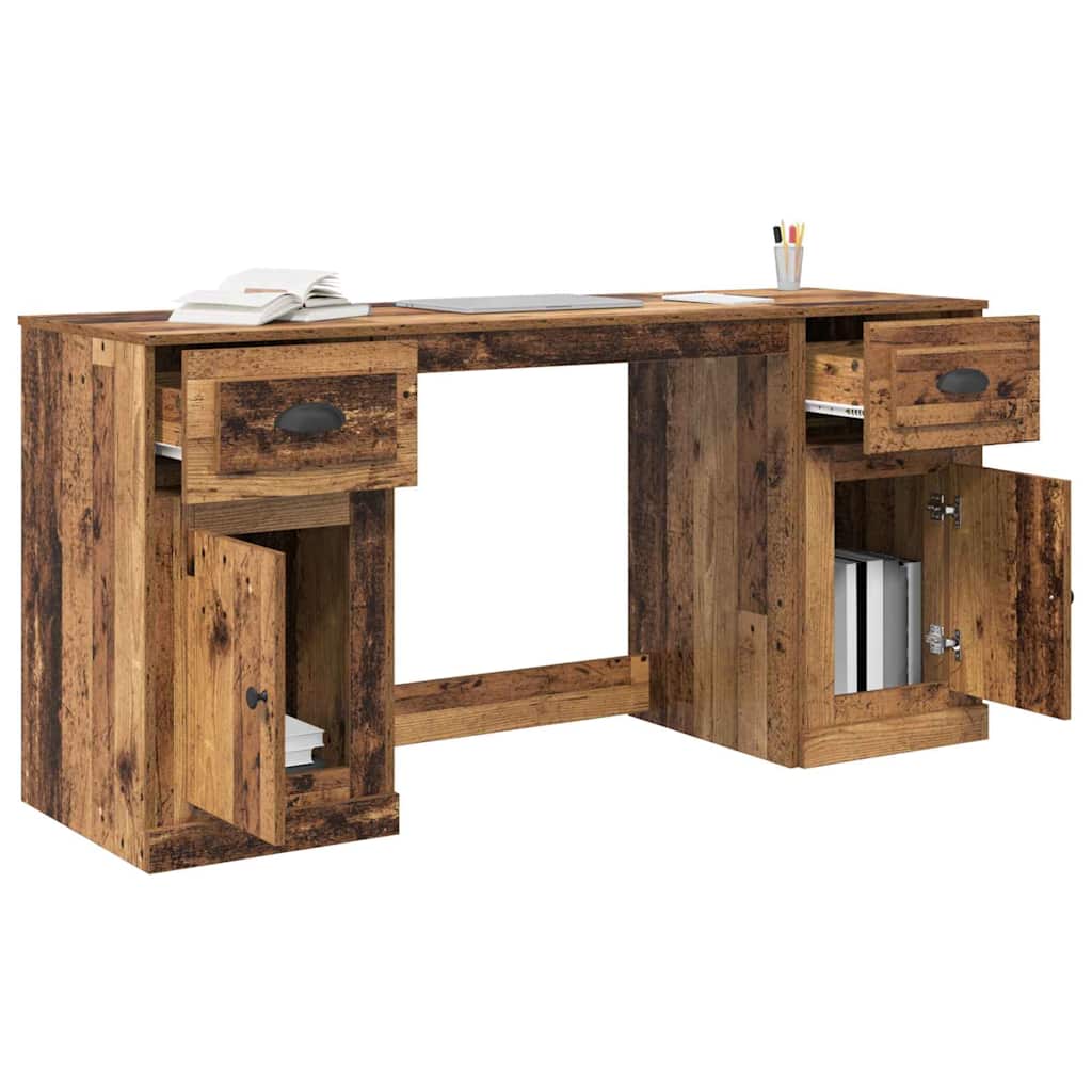 Skrivebord med skab med skuffe Gammelt træ 154,5 x 50 x 75 cm