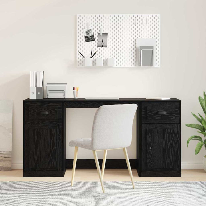 Skrivebord med skab Sort eg Konstrueret træ 154,5 x 50 x 75 cm