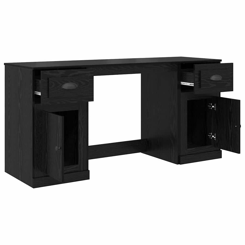 Skrivebord med skab Sort eg 154,5 x 50 x 75 cm Konstrueret træ