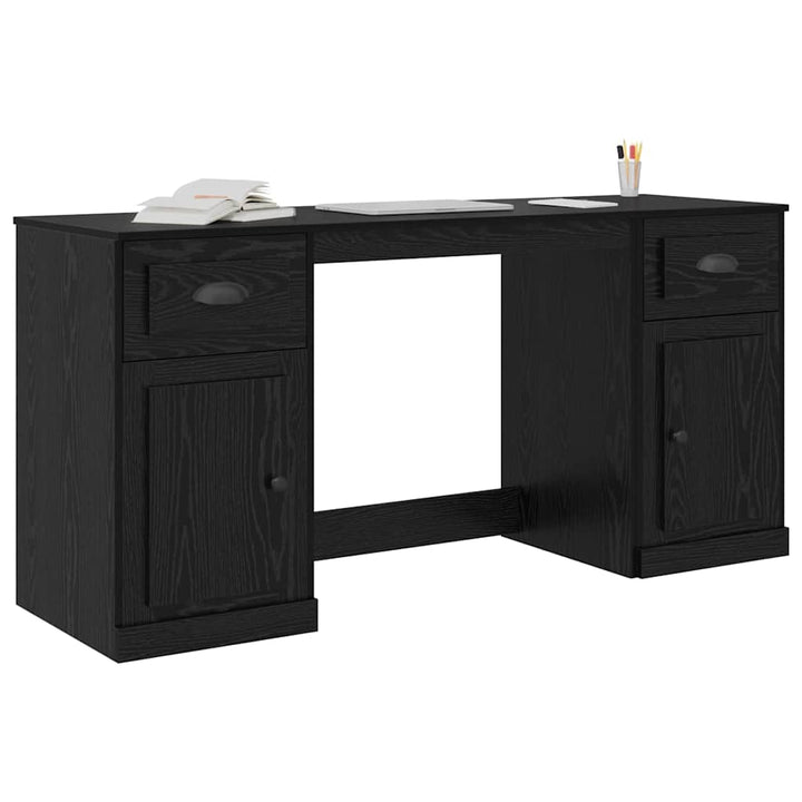 Skrivebord med skab Sort eg Konstrueret træ 154,5 x 50 x 75 cm