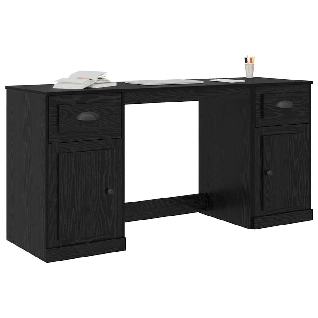 Skrivebord med skab Sort eg 154,5 x 50 x 75 cm Konstrueret træ