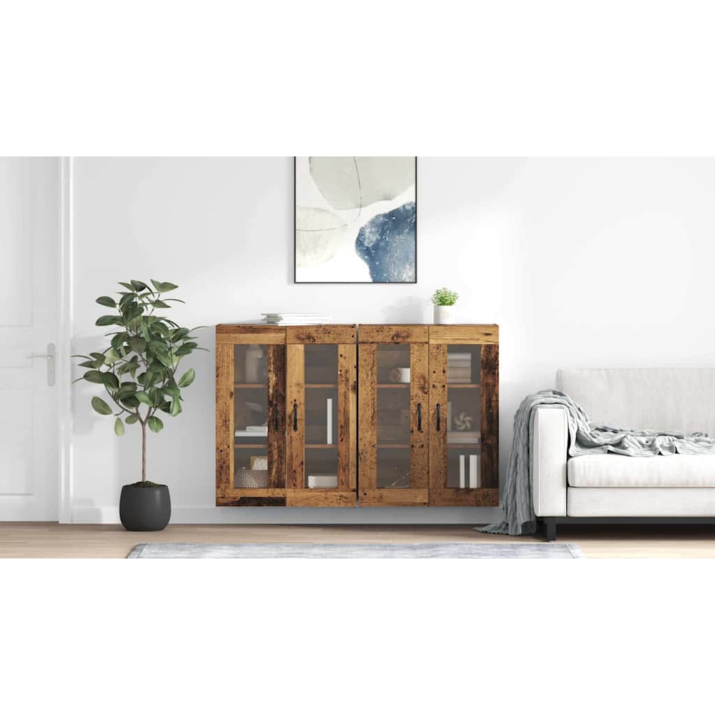 Væggeskabe 2 pcs Gammelt træ 69,5 x 34 x 90 cm Konstrueret træ