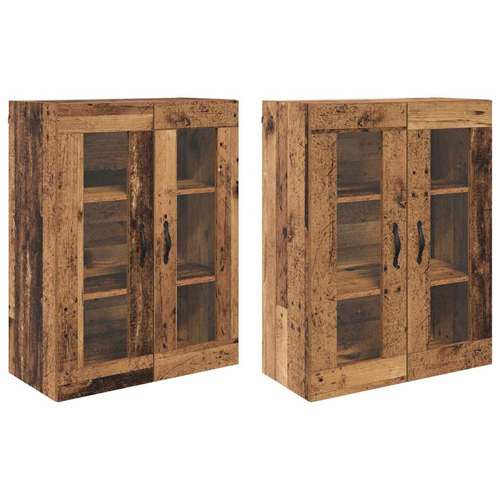 Væggeskabe 2 stk. Gammelt træ 69,5 x 34 x 90 cm Konstrueret træ