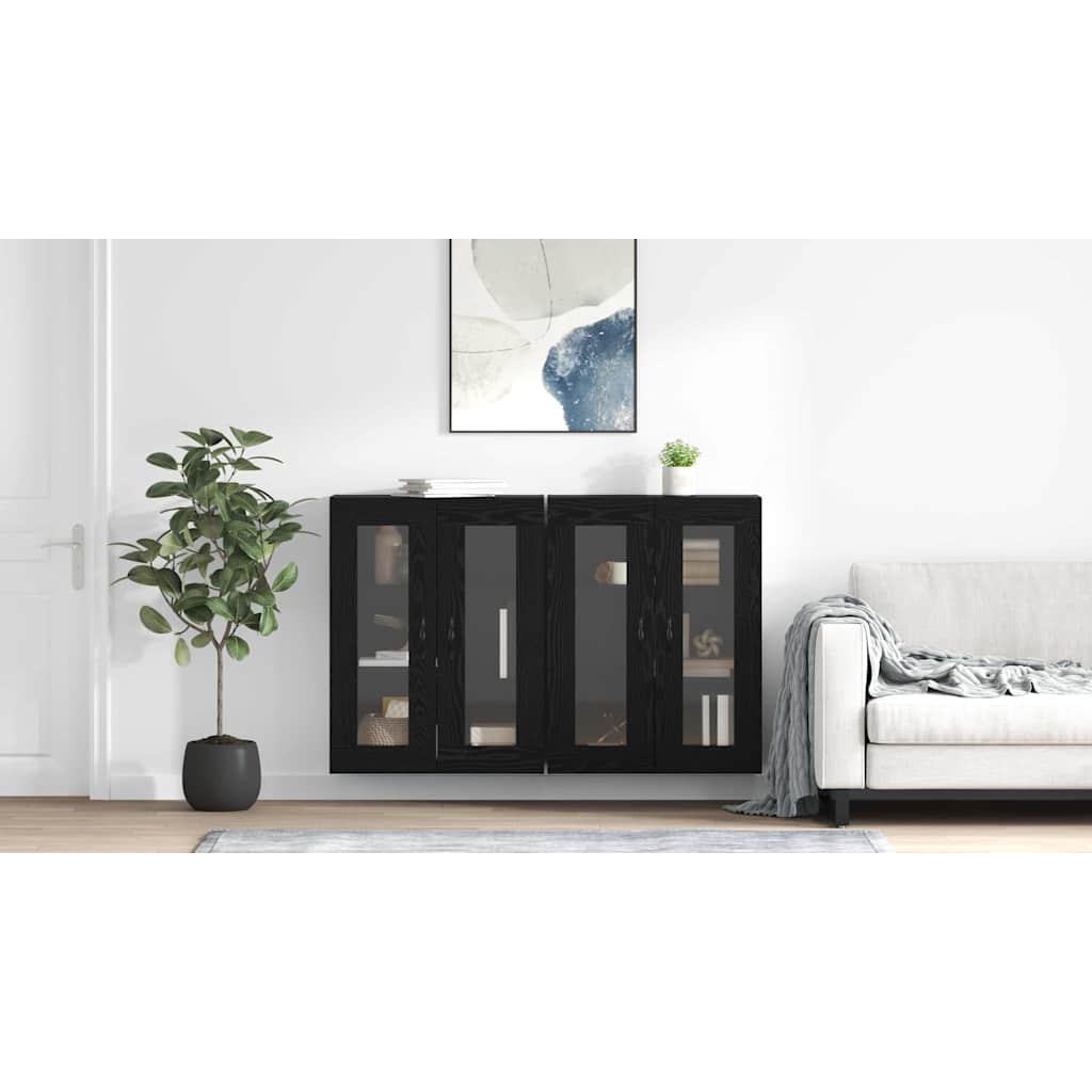 Væggeskabe 2 pcs Sort eg 69,5 x 34 x 90 cm Konstrueret træ