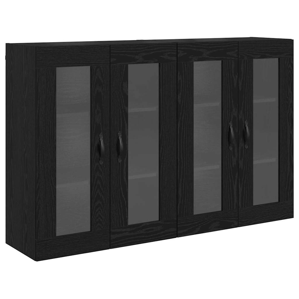 Væggeskabe 2 pcs Sort eg 69,5 x 34 x 90 cm Konstrueret træ