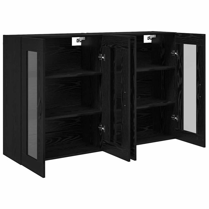Væggeskabe 2 pcs Sort eg 69,5 x 34 x 90 cm Konstrueret træ