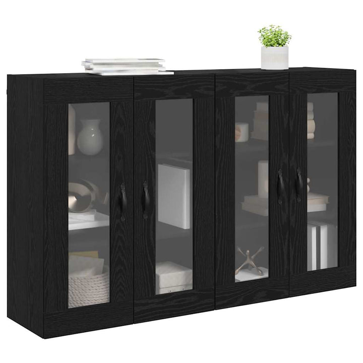 Væggeskabe 2 pcs Sort eg 69,5 x 34 x 90 cm Konstrueret træ