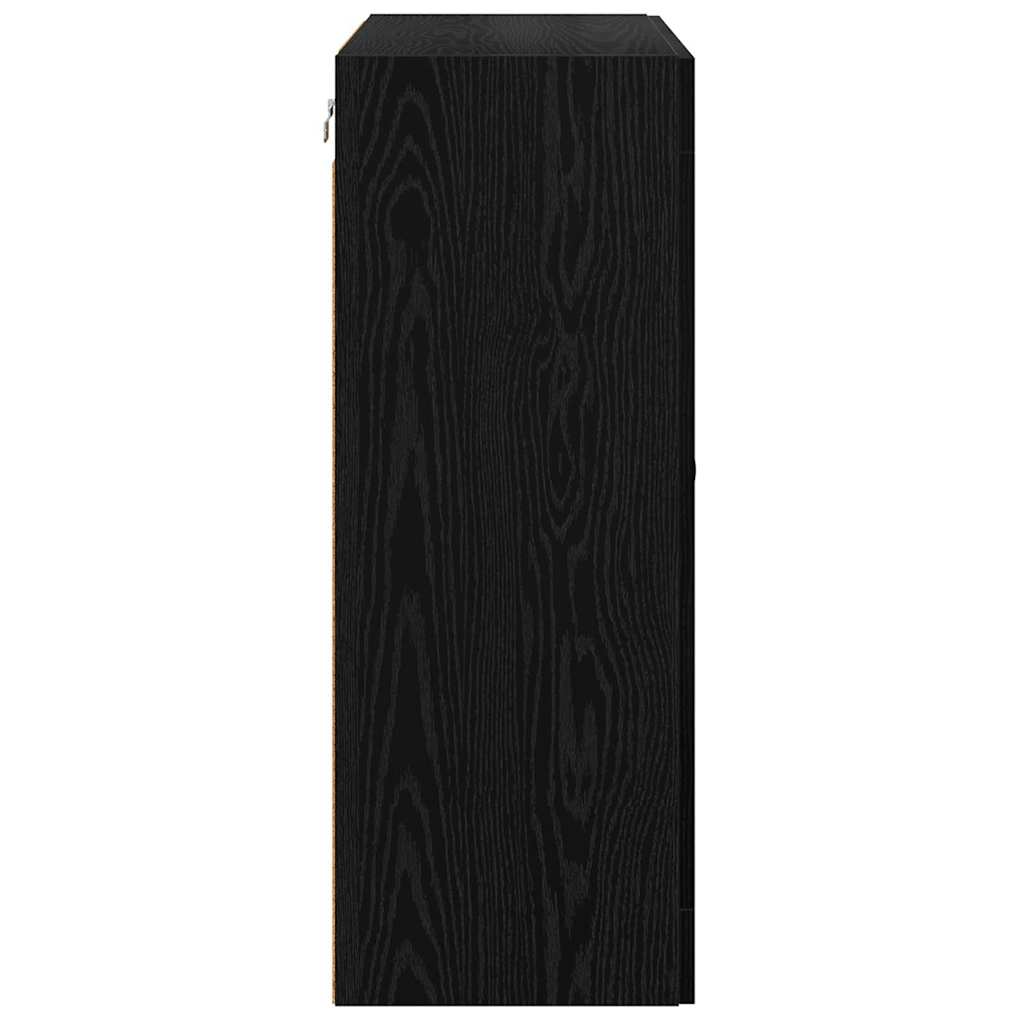 Væggeskabe 2 pcs Sort eg 69,5 x 34 x 90 cm Konstrueret træ