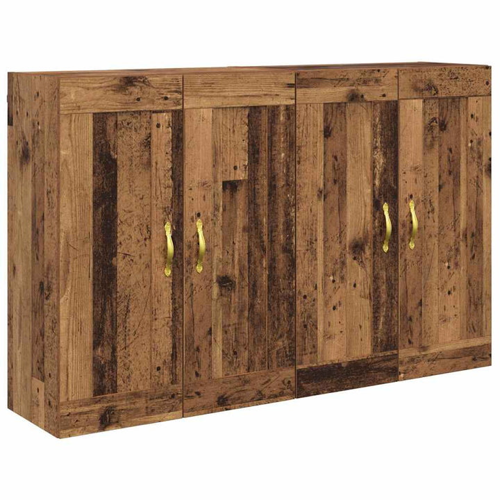 Væghængt skab Vægmonteret 2 pcs Gammelt træ 69,5 x 34 x 90 cm
