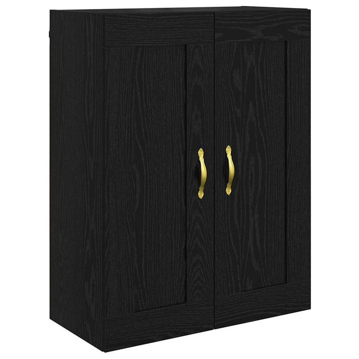 Væghængt skab 2 pcs Sort eg 69,5 x 34 x 90 cm Konstrueret træ