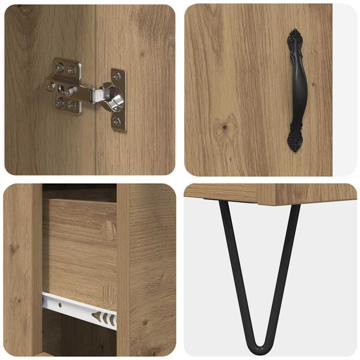 Highboard Artisan Egetræ 69,5 x 34 x 90 cm Konstrueret træ