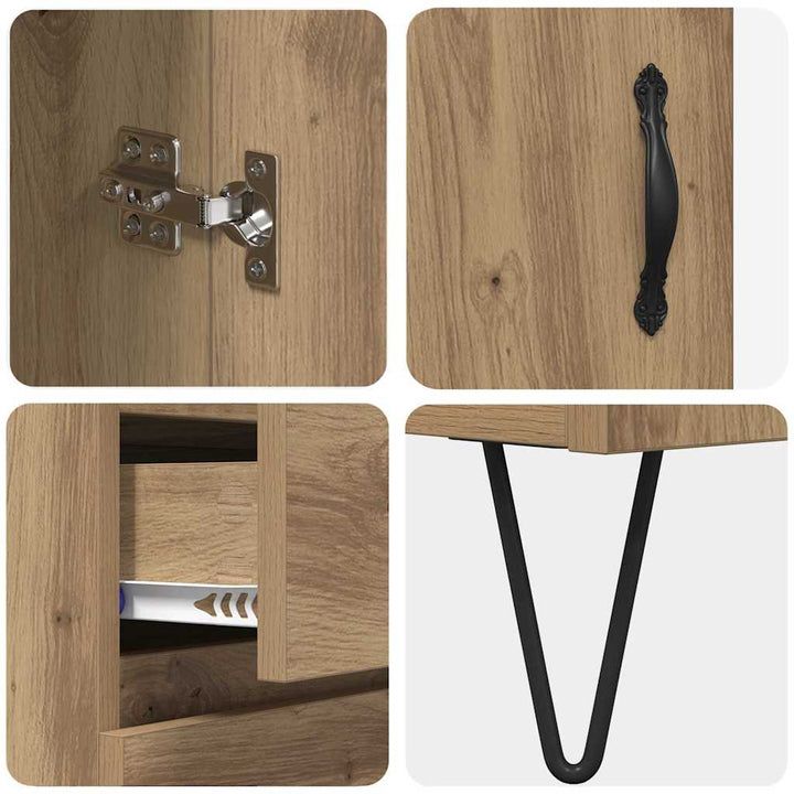 Highboard Artisan Egetræ 69,5 x 34 x 90 cm Konstrueret træ