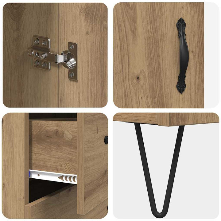 Highboard Artisan Egetræ 69,5 x 34 x 90 cm Konstrueret træ