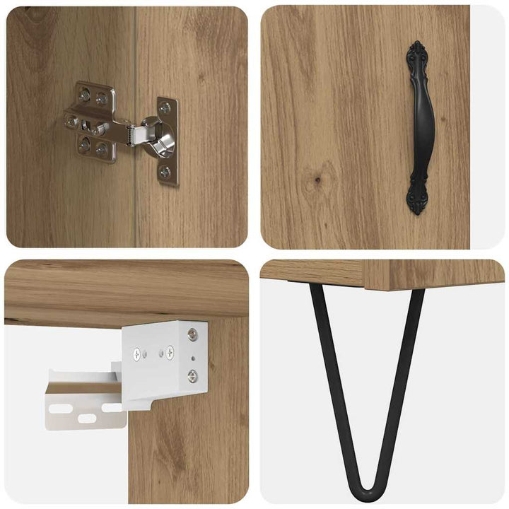 Highboard Artisan Egetræ 69,5 x 34 x 90 cm Konstrueret træ