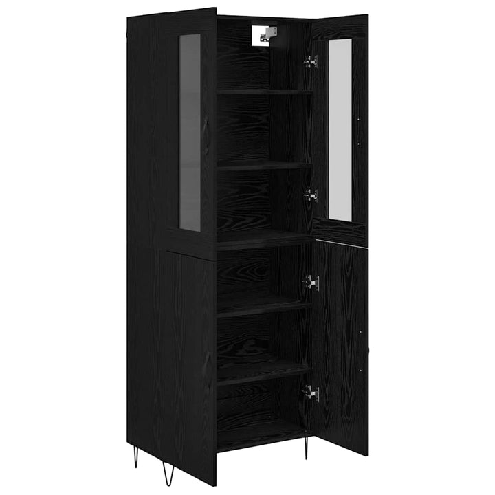 Highboard Hvid og Sort Eg 69,5 x 34 x 180 cm Konstrueret træ
