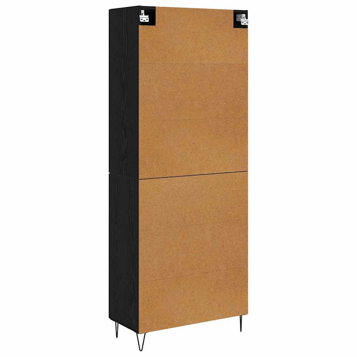 Highboard Hvid og Sort Eg 69,5 x 34 x 180 cm Konstrueret træ