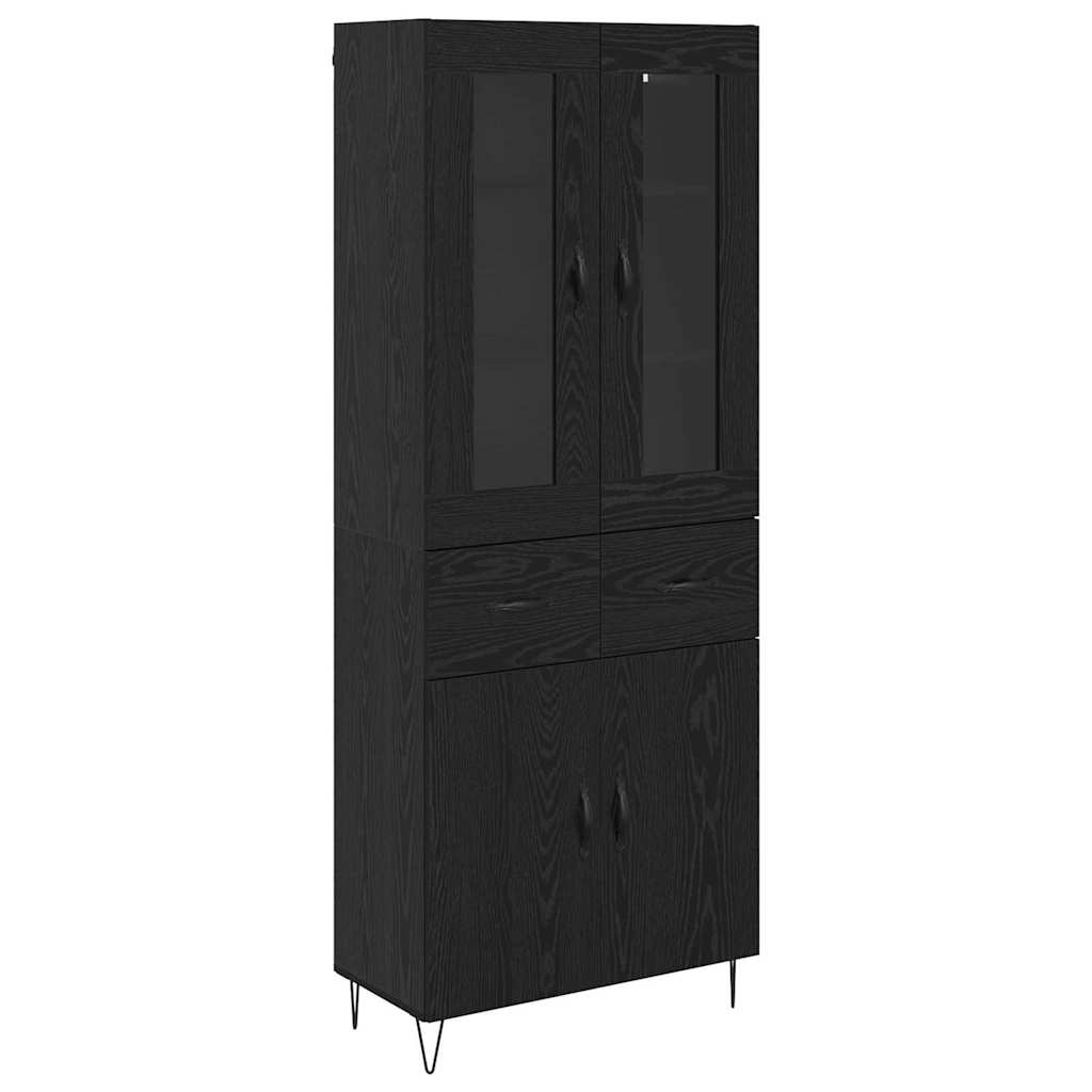 Highboard med skuffe Sort eg 69,5 x 34 x 90 cm Konstrueret træ
