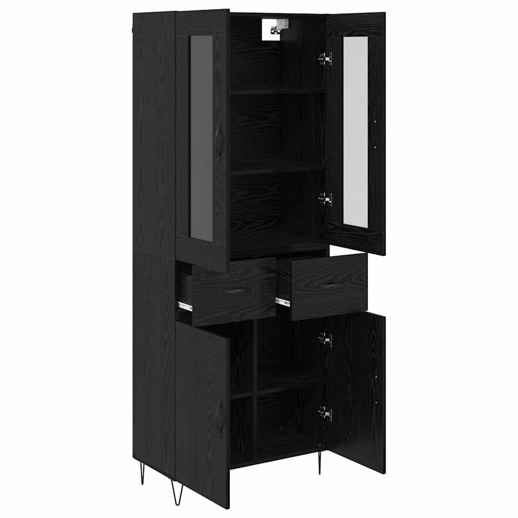 Highboard med skuffe Sort eg 69,5 x 34 x 90 cm Konstrueret træ