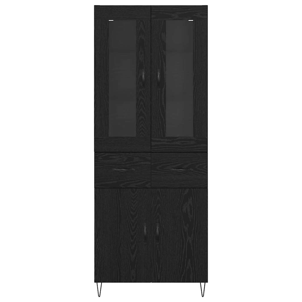 Highboard med skuffe Sort eg 69,5 x 34 x 90 cm Konstrueret træ