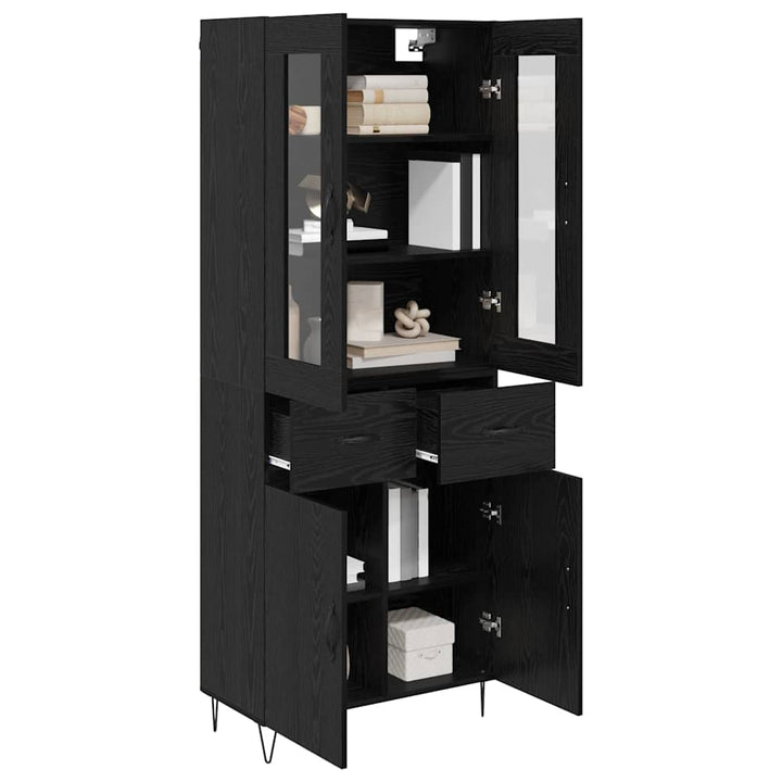Highboard med skuffe Sort eg 69,5 x 34 x 90 cm Konstrueret træ