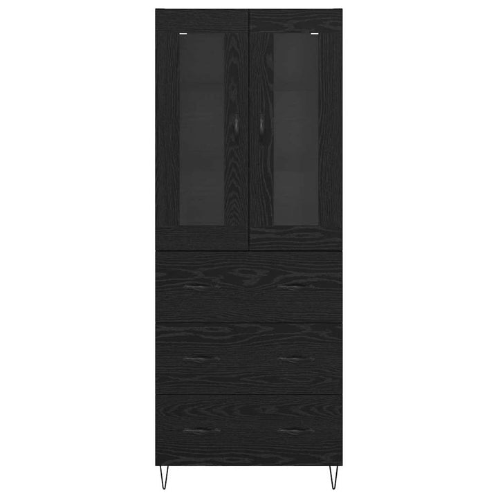 Highboard med skuffe Sort eg 69,5 x 34 x 90 cm Konstrueret træ