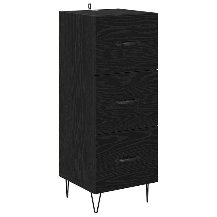 Highboard med skuffe Sort eg 34,5 x 34 x 90 cm Konstrueret træ