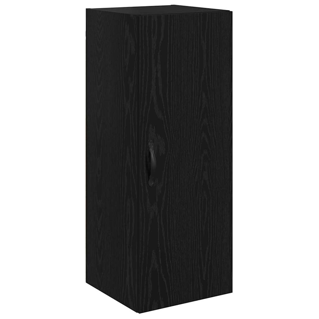 Highboard med skuffe Sort eg 34,5 x 34 x 90 cm Konstrueret træ