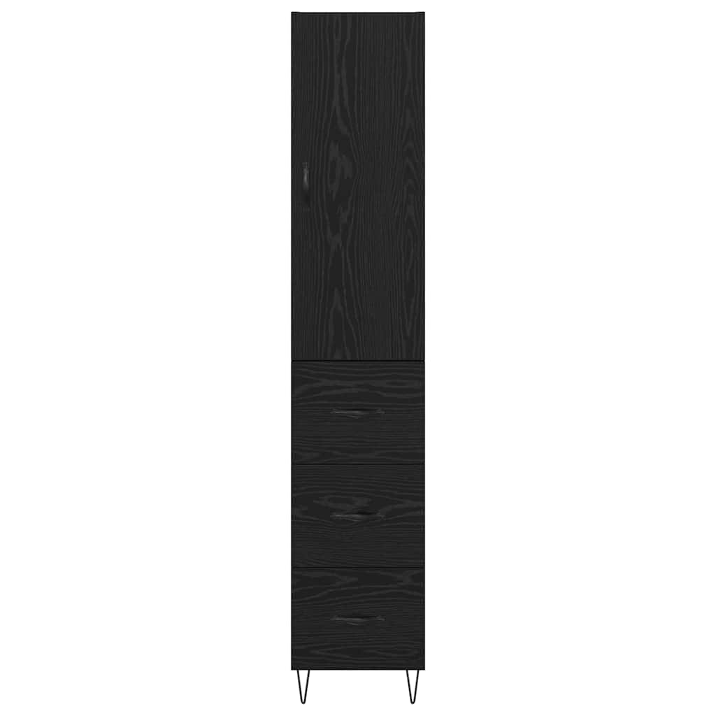 Highboard med skuffe Sort eg 34,5 x 34 x 90 cm Konstrueret træ